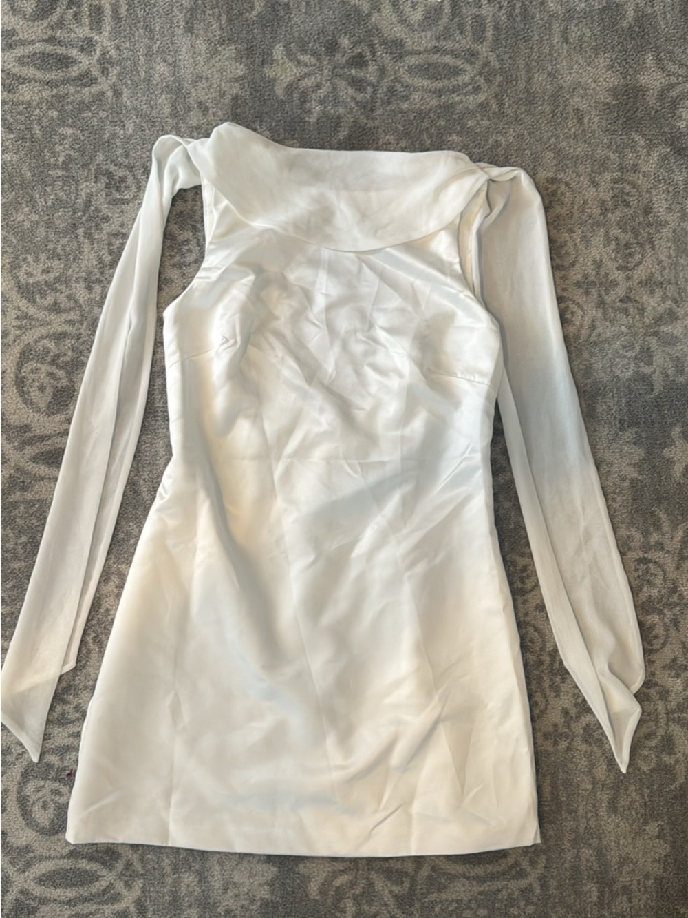 NWT Altar'd State White Long-Sleeve Mini Dress with Cowl Neck